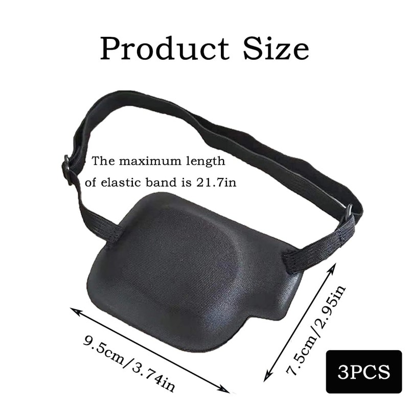 3PCS Adjustable Right Eyepatch Soft Black 3D Eye Patches Comfortable