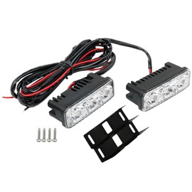 Tigle Blanc 3 LED Daylight, Fog Lamp, Motorcycle, Car, High Brightness, General Purpose, Auxiliary Lamp, Mounting, Stay, Left and Right 2 Pieces, White