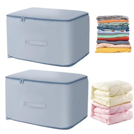 2PCS Ultra Space Saving Self Compression Organizer,Clothes Compression Bag,Compression Organizer for Blankets,Moving Organizer Bags for Comforters, Clothes, Blankets (Blue,Large)