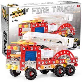 Construct It Fire Truck - 239 Piece Fire Truck Construction Kit - STEM Toys For 8+ Year Olds - Build Your Own Metal Fire Truck - STEM for Kids Ages 8-12