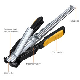 Proster Spring Loaded C7 Hog Ring Plier Kit - with 2500pcs Hog Rings Galvanized Steel Auto-feeding Fence Fastener for Farms Livestock Farm to Build Pigpen Birdcage Chicken Coops Catteries Etc