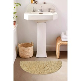 Home Weavers Bell Flower Collection 17"x30" Slice Rug 100% Cotton Tufted Bath Rugs, Extra Soft and Absorbent Bath Rugs, Non-Slip Bath Mats, Machine Washable, Bathroom Bath Mats for Floor, Yellow