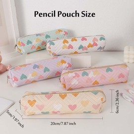 HABUAETY Small Pencil Pouch Cute Makeup Heart Pen Bag Women Office Stationery Comestic Bag