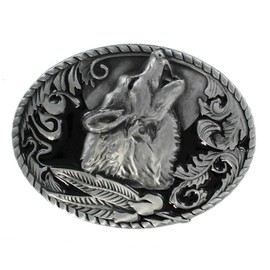 eeddoo® Belt Buckle - Howling Wolf - Western - Biker Buckle (Buckle for Interchangeable Belt for Men and Women | Belt Women Men Oldschool Rockabilly Metal Biker Western Trucker Casino Skull),