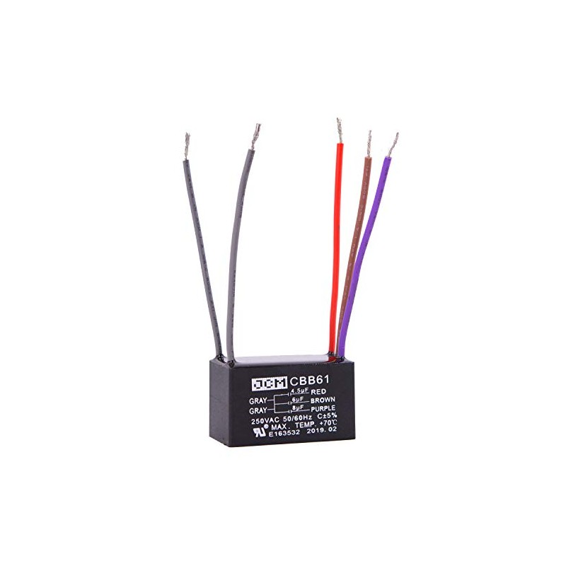 JCM 5 Wire Ceiling Fan Capacitor 4.5 uF + 6