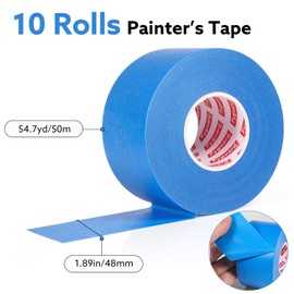 Fyguard 10 Rolls Painters Tape Blue Painters Tape 1.89 Inch x 55 Yards General Purpose Masking Tape, Blue Tape Bulk for Wall Painting Home Improvement DIY Crafts, Total 550 Yards (Blue)