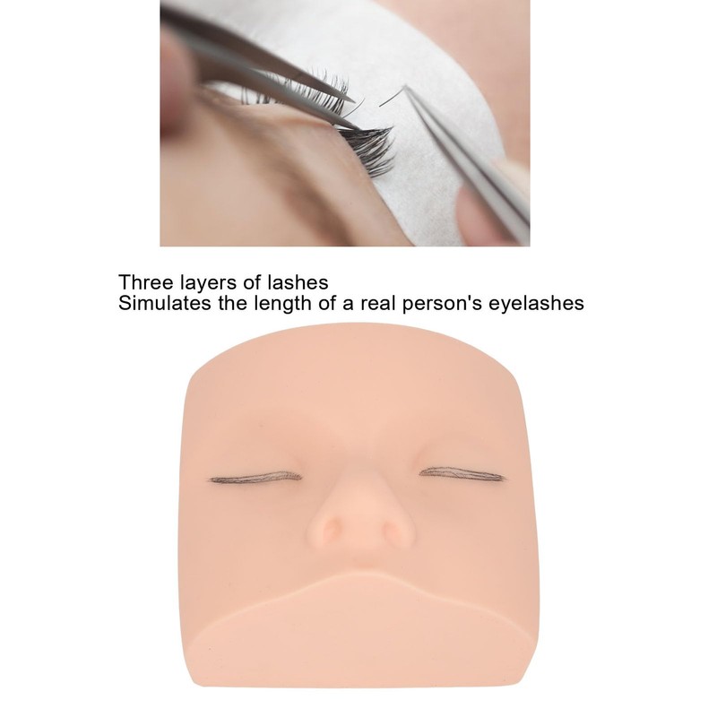 Eyelash Extension Mannequin Head, PVC Soft Rubber Reusable Design, Three