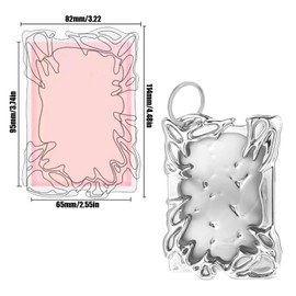 Tkxjry Silver Electroplating Frame ID Card, 82 x 114 x 14 mm Photocard Holder Keychain, Y2K ID Card Holder, Plastic Irregular Frame, Suitable for Storing Idol Photos, ID Cards etc