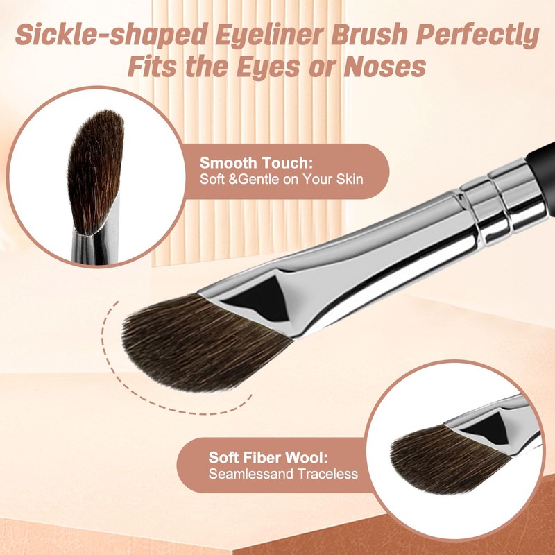 MUIIGOOD 3 Pcs Eyeliner Brushes Set, Fine Angled Eyeliner Eyebrow