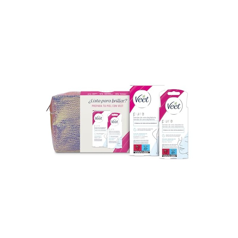 Veet Körperpflegetasche, inklusive 20 Haarentfernungs-Wachsstreifen für Beine und Körper und