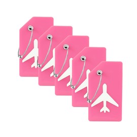 5 Pack Silicone Luggage Tag for Suitcases with Stainless Loop, TSA Approved, Privacy Protection Travel Essentials Bag Tags by Gostwo, Pink