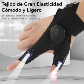 Par De Guantes con Linterna Led,Guantes Ligeros Y Elsticos Sin Dedos,Herramientas Prcticas para Pescar,Acampar Y Reparar Automviles,Regalo De...      