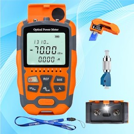 Xunsomten - Fiber Optic Tester 4 in 1 Portable Optical Fiber Power Meter FC/SC/ST Universal Interface Fiber Tester 10 km Visual Fault Locator, OPM & VFL Tester, LED Lighting & RJ45 Tester