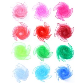 DKJLSTORE Organza Cloth, 12 Color Set, 23.6 x 23.6 inches (60 x 60 cm), Educational Toy, Children's Handplay, Montessori Toys, Music Classes, Dance Classes, Gymnastics, Rhythm Exercise, Rehabilitation, Rhythm Exercise, Rhythm Exercise, Rhythm Exercise, R