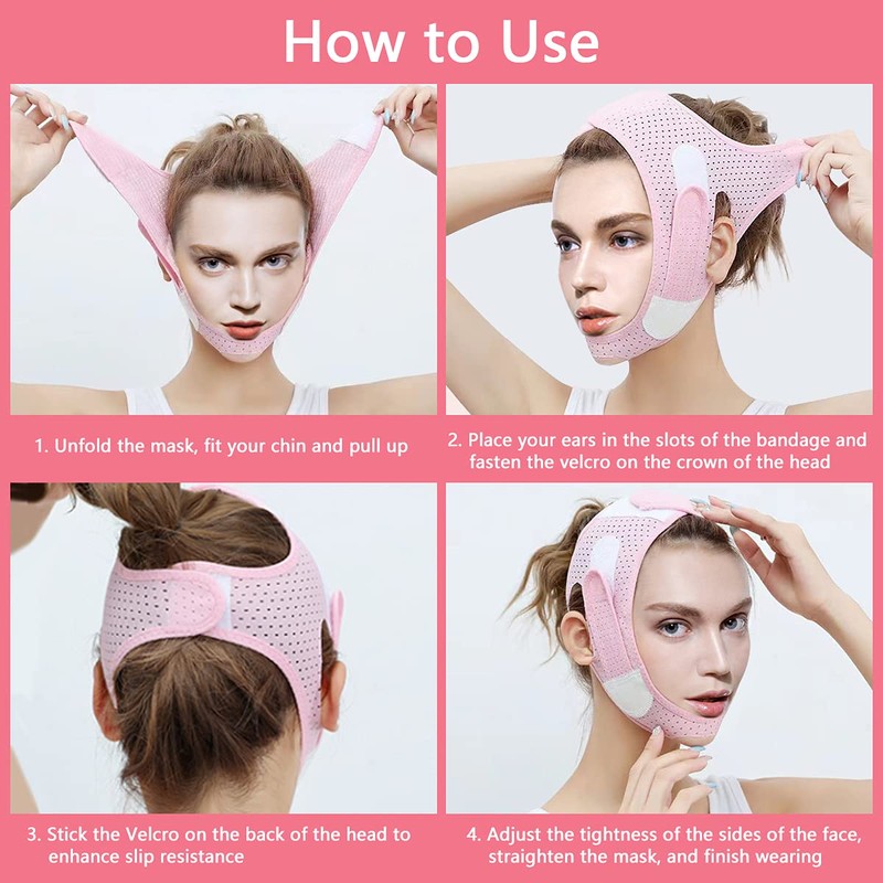 V-Line Mask Chin Strap, Reusable V Shaped Face Belt for