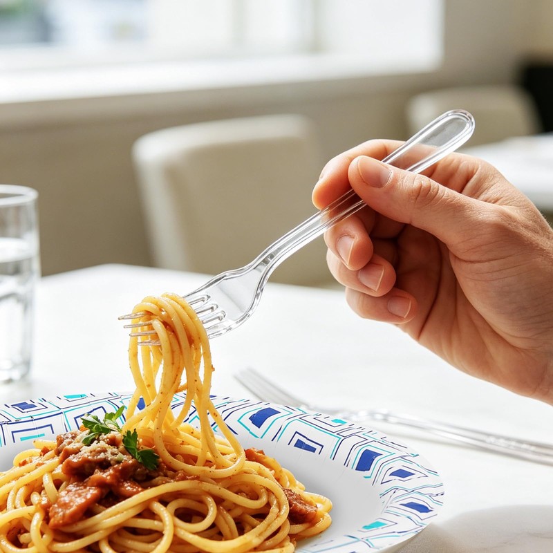 Lamosi 360 Count Extra Heavy Duty Clear Plastic Silverware Set,