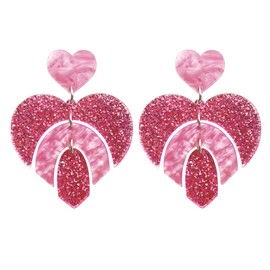 Heart Earrings for Women,Love Heart Dangle Earrings Red Pink Acrylic Lucite Arch Love Earrings for Her Mother's day Valentine's Day Women Jewelry, Zinc, No Gemstone