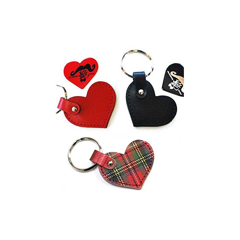 JAJABOON Heart-Shaped Pick Case Key Chain with Beard, Guitar Pick