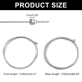 1 Set of Bike Brake Cables - Universal Front and Rear Brake Cables for Bicycles - Suitable for Road Bikes and Mountain Bikes (Silver)