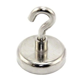 FIRST4MAGNETS Neodymium Clamping Magnet with M8 Hook for Hanging, Holding or Displaying Items - 48mm Dia - 95kg Pull