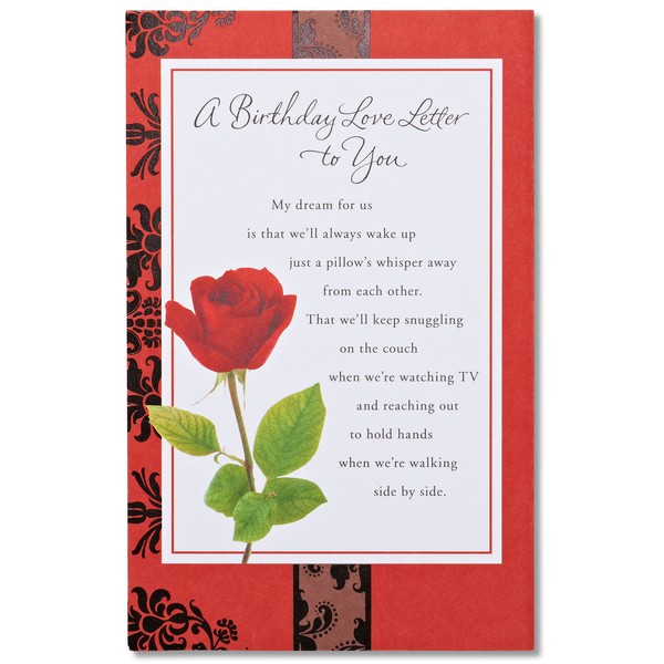 American Greetings Romantic Birthday Card for Husband, Wife, Boyfriend, Girlfriend or Significant Other (Rose)