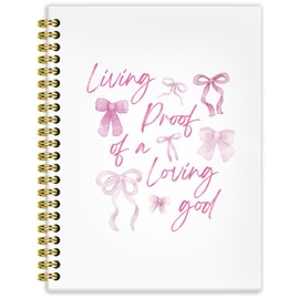 BRRNYOI Coquette Pink Bow Christian Notebook Journal 5.5x8.3, Religious Journals for Women, Coquette Girly Office Supplies，Preppy Bible Verse Hardcover Spiral Notebooks for Note Taking