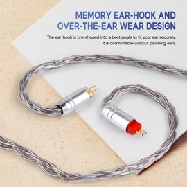 HIFIXAUDIO Tripowin Zonie IEM Cable, 3.5mm SPC in Ear Monitor Wire, 16 Core Silver Plated HiFi Wired Earphone Cord,1.25 Meter Monitor Earbud Cables for Audiophile (2Pin, Grey)