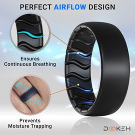 Dookeh Breathable Mens Silicone Wedding Rings, Rubber Ring Bands For Men, Black Blue Camo Engagement Band, Best for Workout, 1-4-7 Pack (U-Black,Dgray,Gray,Forestcamo,Blue,Green,NavyBlue, 7)