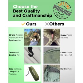 Sunyear Camping Hammock with Net & Rain Fly - Double & Single Hammock with House-Like Net- Easy Setup & Pack, Lightweight & Portable, Perfect for Hiking, Backpacking, Outdoor Sleeping