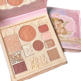 Embossed Eyeshadow 10 Colours Palette Makeup Blush Highlighter All In One Disc Matte & Glitter High Pigmented Shades Multifunctional