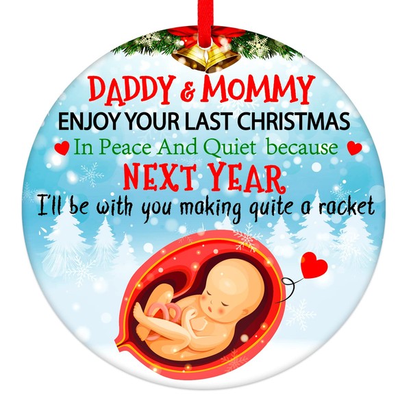 WaaHome Pregnant Christmas Ornaments Expecting Mom Dad Christmas Ornaments Bumps First Christmas Ornaments Pregnancy Baby Announcement Ornament for Christmas Tree Decorations Gifts for Parents to Be