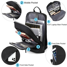 AUGUR Business Slim Backpack for Men 15.6 Inch Waterproof Laptop Backpack Computer Notebooks Lightweight Small Backpacks for Travel/Business/Work