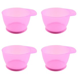 Lasenersm 4-Piece Hair Color Mixing Bowls, Transparent Pink, Plastic, Modern Style, Hair Color Bowl, Salon & Home Use