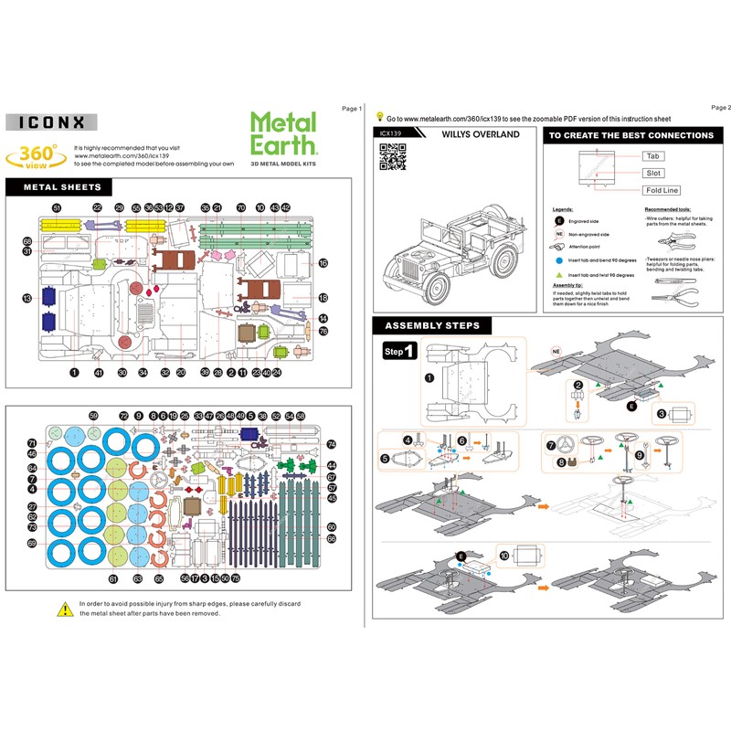DCD Model Kit Willys Overland Jeep by Metal Earth Steel
