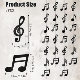 Pack of 8 Music Theme Party Music Notes Banner, Hanging Music Notes Decorations, Music Note Party Decoration with Pre-Made for 50s 80s Birthday Baby Shower Wedding Music Parties Blanket