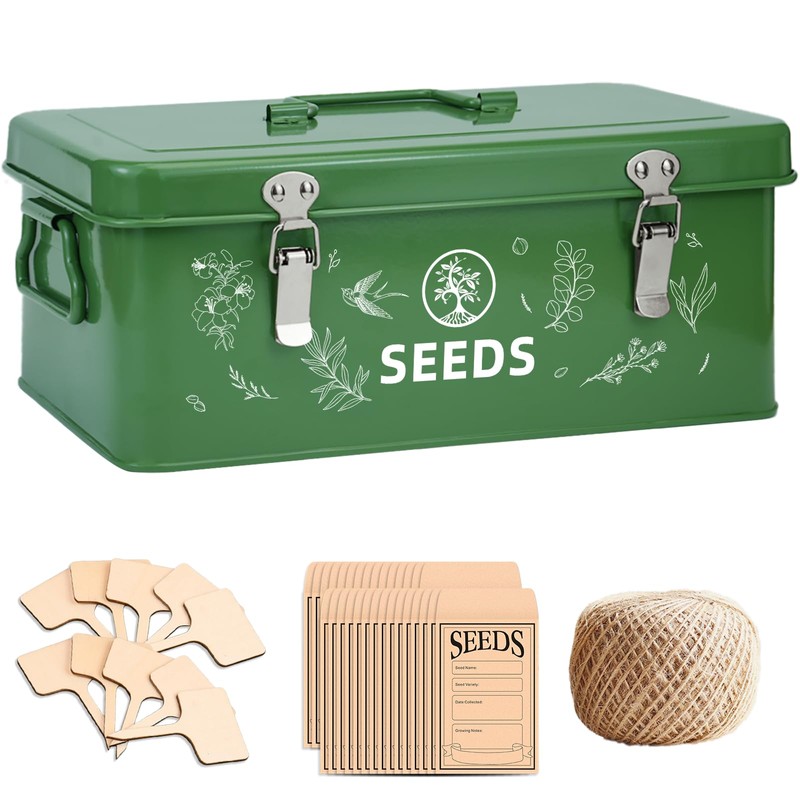 Kjyunk Seed Storage Box, Seed Storage Organizer with Garden String,
