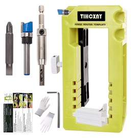 TIHCXNY (Green) Door Hinge Router Template, Door Clamps, Door Mortise, Door Mounting Kit Fits 90 Degree Angles, and Door Hinges with Hinge Type Square, 1/4" or 5/8" Thickness, 3" to 5" Length