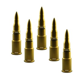 TRUE SPIKE 5 pc 24K Carat Gold Bullet Tire Air Valve Stem CAPS Cover in Heavy Gauge CNC Machined Billet Aluminum Short Compatible with Jeep CJ YJ TJ JK JL