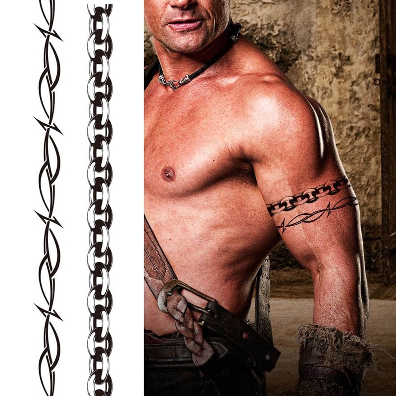 9-Sheet Variety Pack of Large Barbed Wire Temporary Tattoos, Long