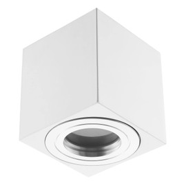 Sweet Led Surface-Mounted Spotlight Silver Ring IP44 Flat Bathroom Aluminium Mounting Frame Wet Room 65 mm High Surface-Mounted Spotlight 230 V Surface-Mounted Spotlight Ceiling Spotlight White Square