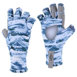 Palmyth UV Protection Fishing Fingerless Gloves UPF50+ Sun Gloves Men Women for Kayaking, Hiking, Paddling, Driving, Canoeing, Rowing (Air Mountain Sky, XX-Large)