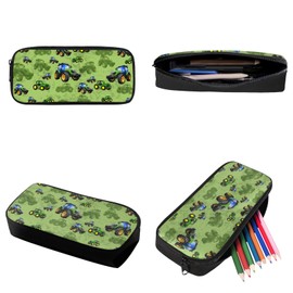 JOAIFO Green Jeep Print Backpack for Boys 8-12 Lunch Box Pencil Case Kids School Supplies Set Lightweight Shoulder Bag for School Casual Daypack