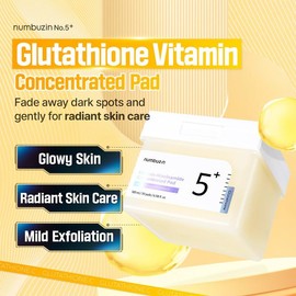 Numbuzin - No.5+ Glutathione Vitamin Concentrated Toner Pads (70 pads) | DUAL-SIDED, TWO-STEP TONER PAD EXFOLIATES, THEN BRIGHTENS