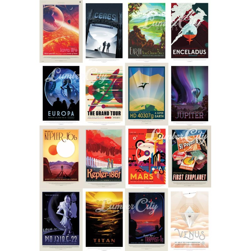 NASA JPL Space Tourism Posters Full Set 16 Prints 19"