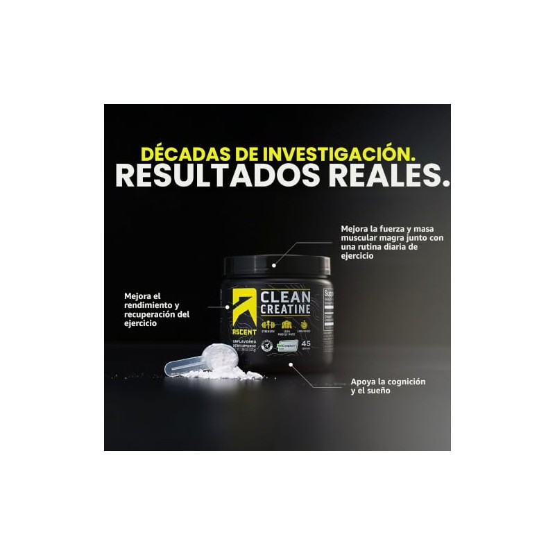 Ascent simply tera's- Clean Creatina Monohidrato Polvo 5G Por Porción,