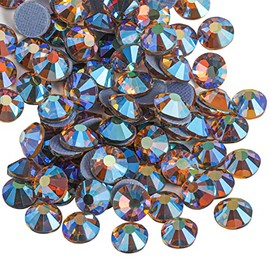 Beadsland Hotfix - 1440 diamantes de imitación de cristal con parte trasera plana para manualidades, ropa, decoración de bricolaje, topacio colorado c