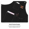 EWIZ Cotton Linen Apron Adjustable Straps with Three Pockets for