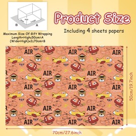 Helicopter Gift Wrapping Paper,4 Folded Flat Sheets Air Transport Design Birthday Wrapping Paper Retro Airplanes Bear Wrap Paper for Girl Boy Kid Birthday Baby Shower Wedding Christmas Party,20x28 inch