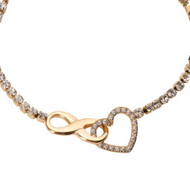 LuckyLy Pulseras Mujer con Dije de Corazón e Infinito, Brazalete de Acero Inoxidable con Baño de Oro 18k y Zirconia Cúbica – Regalos para Mujer Navidad y Regalos para Novia San Valentín, Modelo Nia