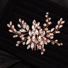 Teyglen Peineta Para El Pelo De Novia Con Diamantes De Imitación Para Novia, Peineta Lateral De Cristal Para Novia, Accesorios Para El Cabello Para Mujeres Y Niñas Oro Rosa